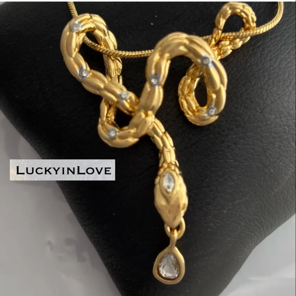 Alexis Bittar • Serpent CZ Crystal Snake Chain Gold Slide Necklace